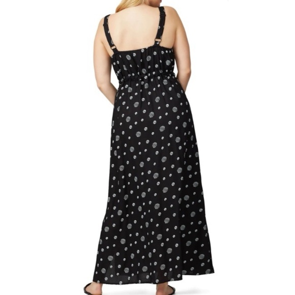 Junarose Elegant Plus Size Dress Black Polka Dot Maxi Dress Size 22 - Picture 2 of 8